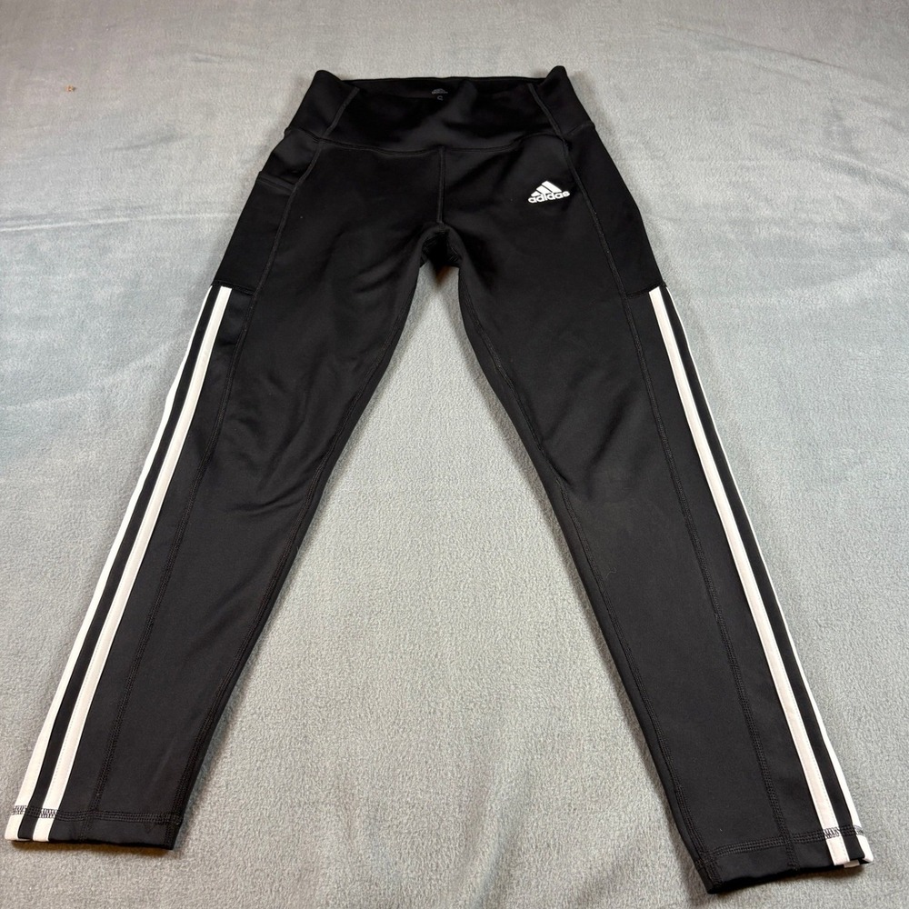 Adidasā Aeroready Black 3-Stripe High Waisted Leggings with Pockets Womens Small